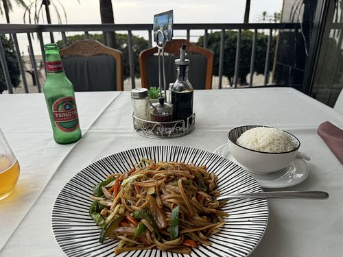 Delicious great value Chinese. I explained that I was Vegan and wanted an assortment of veggies in noodles with a sweet and spicy sauce, plus a side of rice for €12. Will return! at Hong Kong in Marbella