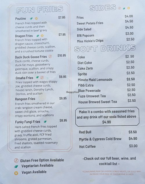 Menu as of December 2025 at BLOCK 16 in Omaha