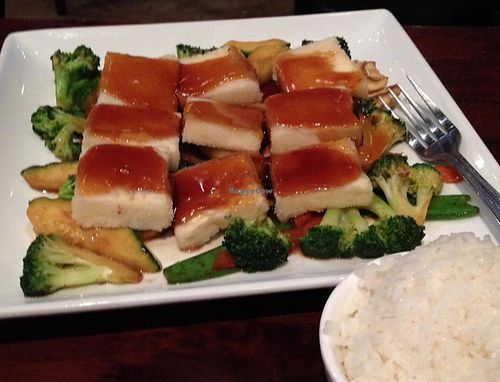 Fried tofu with rice at Geisha Sushi Bistro in New Orleans