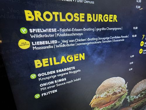 menu  at Peter Pane in Nuremberg