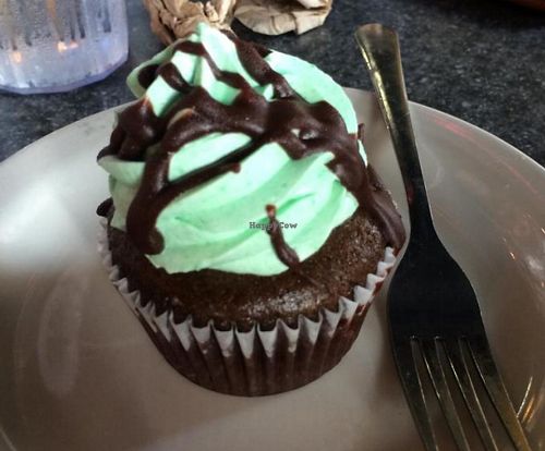Chocolate mint cupcake at Green Vegetarian Cuisine at Alon in San Antonio