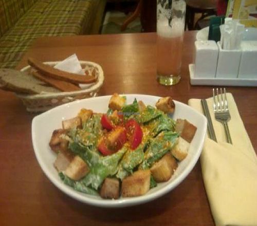 Caesar salad with tofu at Cafe SOK in Moscow