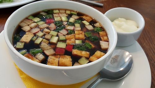 Okroshka (cold soup) - Окрошка на квасе веганская at Cafe SOK in Moscow