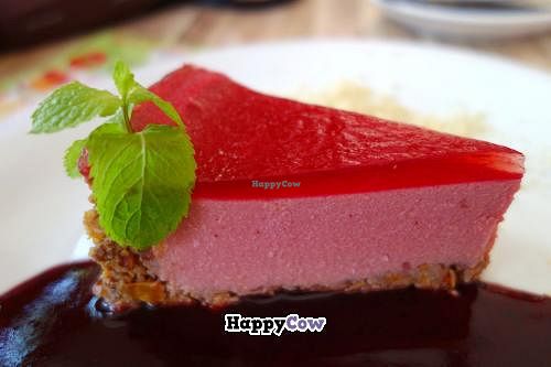A delicious (vegan) cherry-'cheesecake' at Cafe SOK in Moscow