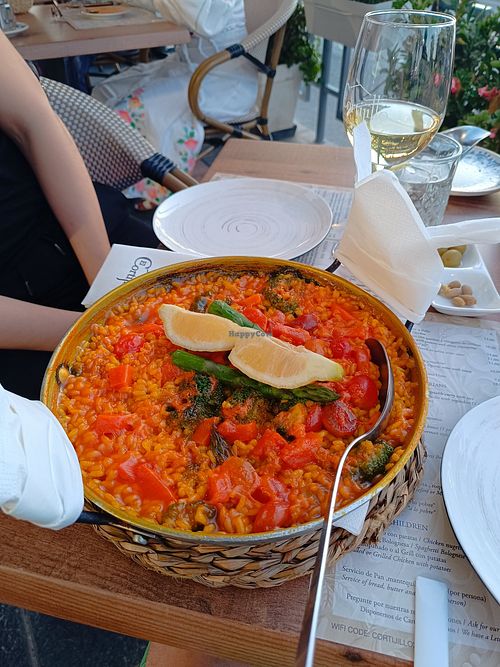 Vegan paella at El Cortijillo in Mijas