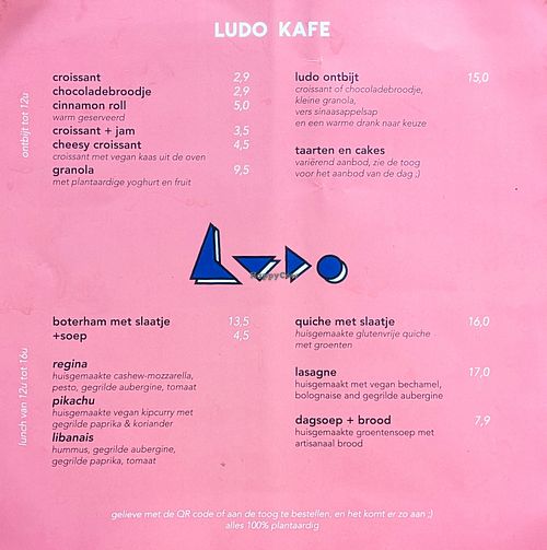 Menu page at Ludo Kafe at LUDO in Ghent