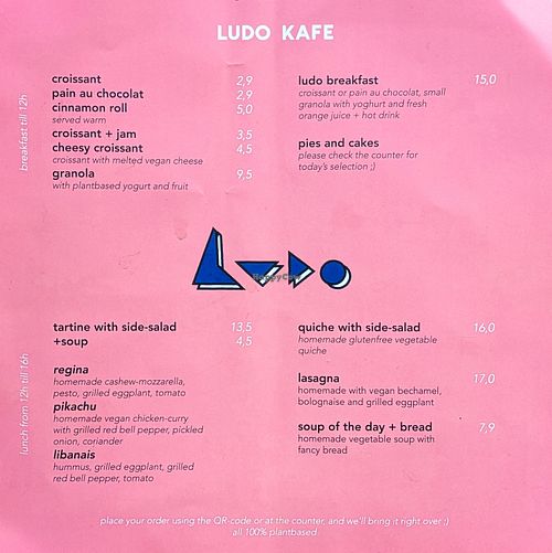 Menu page at Ludo Kafe at LUDO in Ghent