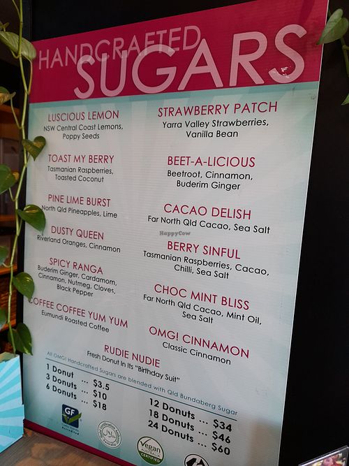 Menu at OMG Decadent Donuts in Dubbo