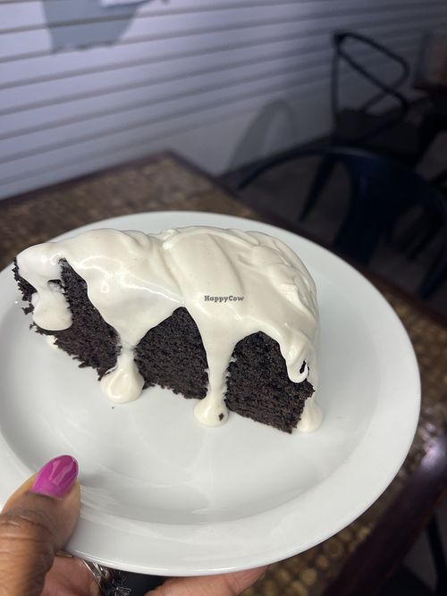 Chocolate cake with coconut whip icing  #Veganuary at Love n Light in St Louis
