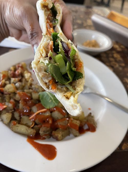 Inside the Chkn Salad pita  #Veganuary at Love n Light in St Louis