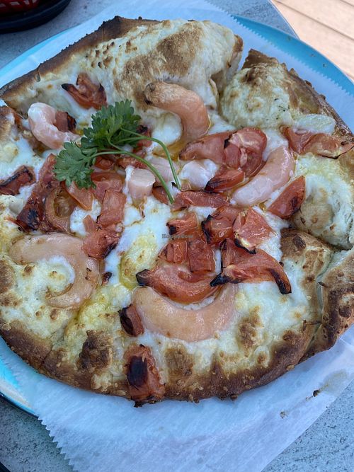 Shrimp scampi pizza   at Garden Patch by the Sea in Quincy