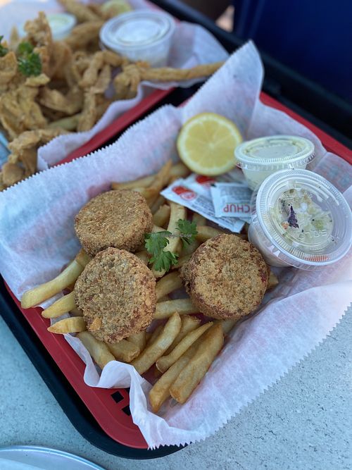 Crab cake basket   at Garden Patch by the Sea in Quincy