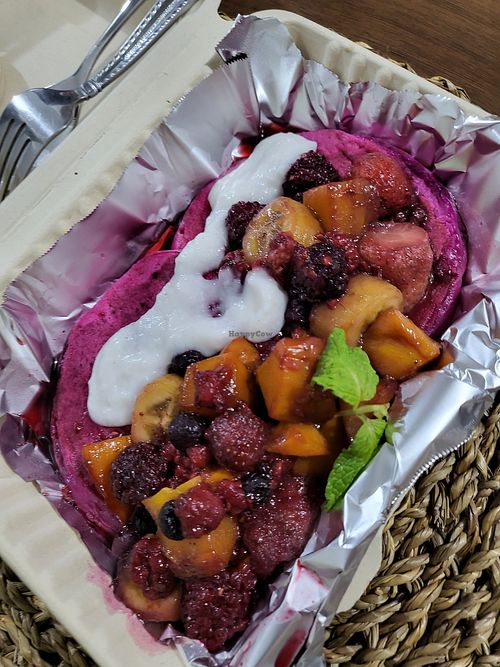 Pink cakes (coconut yogurt, fresh fruit compote) at SHAKA - Burgos Circle in Taguig