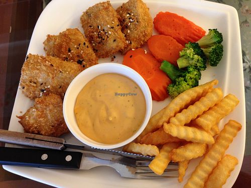 May, veg fish and fries at May Veggie Home in Bangkok