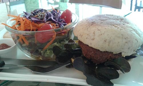 chicken burger at May Veggie Home in Bangkok