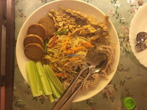 Extreme papaya salad! at May Veggie Home in Bangkok