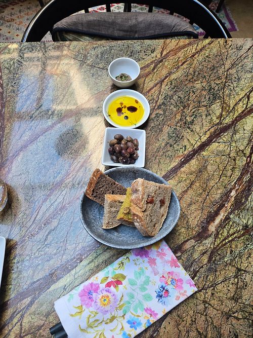 Bread, olives and pate to start at Jardineiro - Vegan Kitchen in Porto