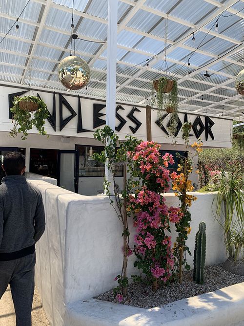 Cute outdoor seating   at Endless Color in Topanga