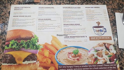 Vegan menu at Nomad Cafe and Deli in Harrogate