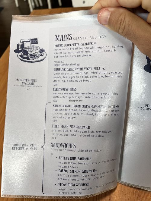 Menu  at Katers Köök in Hamburg