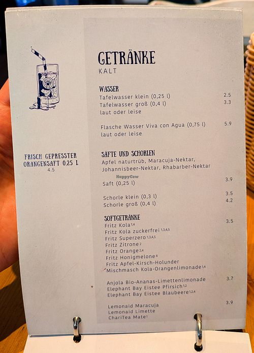 Menu page at Katers Köök at Katers Köök in Hamburg