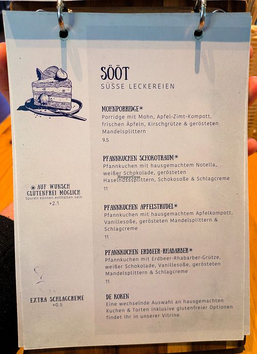 Menu page at Katers Köök at Katers Köök in Hamburg