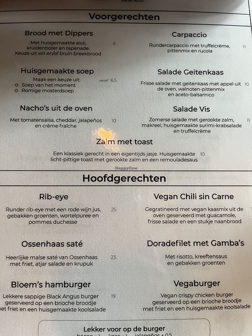 Menu  at Bloem in Ede