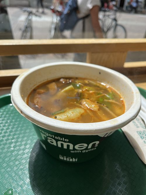 Vegetable ramen with gyoza £6.95  at Wasabi in Kingston Upon Thames