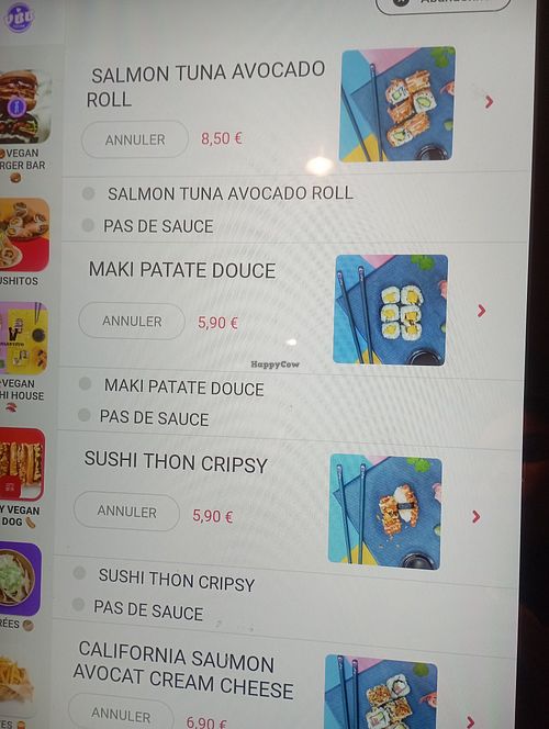 Self ordering kiosk at Vegan Sushi House in Paris