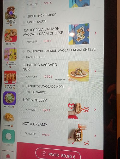 Self ordering kiosk at Vegan Sushi House in Paris