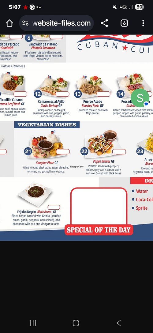 Vegitarian right on the menu at Azucar in Rota