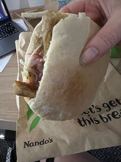 Impossible pitta, fake meat made with pea protein at Nando's in Borehamwood