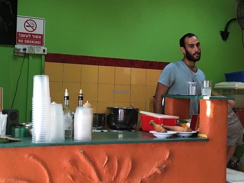 counter at Abu Dhabi Hummus Bar in Beer Sheva