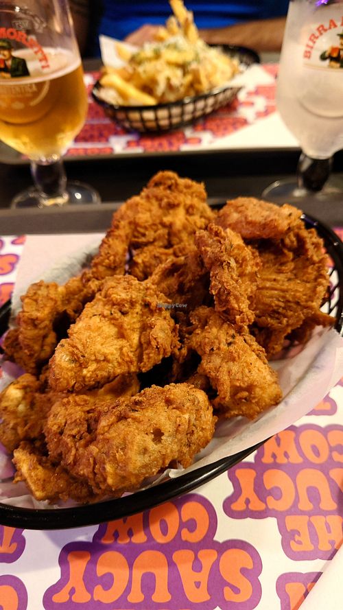 Mushroom chicken bites, so good!!! at The Saucy Cow in Dublin