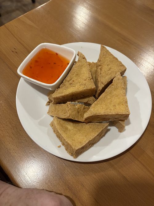 Tofu triangles (not very good)  at Red Envelope in Bath