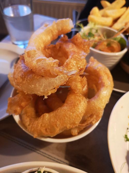 Crispy onion rings. Actual onion slices, great batter. at The Bird In Hand in Wreningham