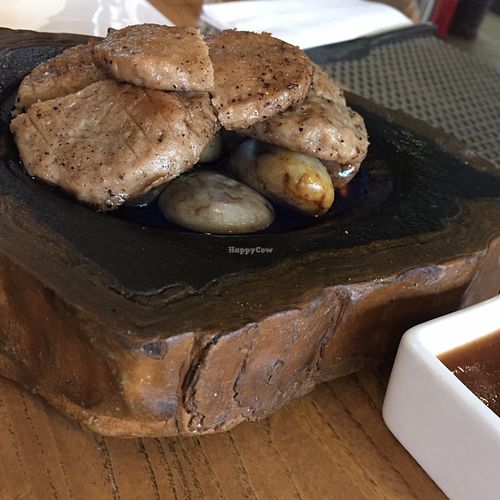 stone baked faux-beef! at Jing Fun Vegetarian in Beijing