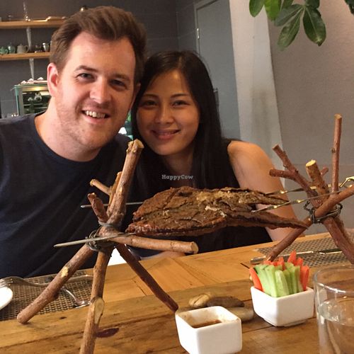 amazing fake BBQ fish! at Jing Fun Vegetarian in Beijing