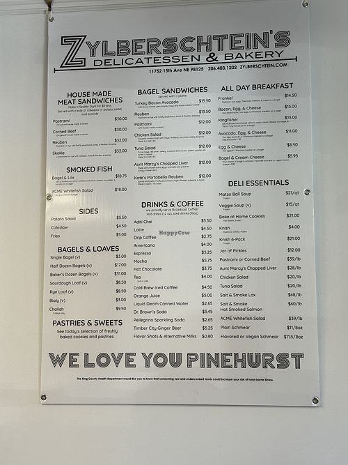 Several items can be made vegan  at Zylberschtein's in Seattle