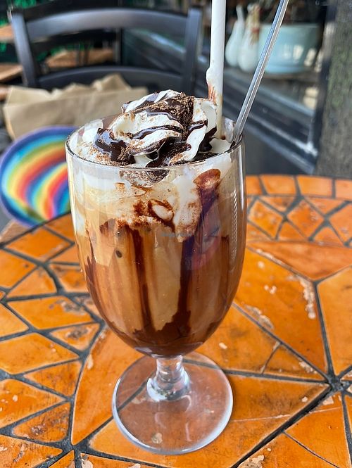 Iced mocha plant based shake   at Wild Pear Kitchen in New Plymouth