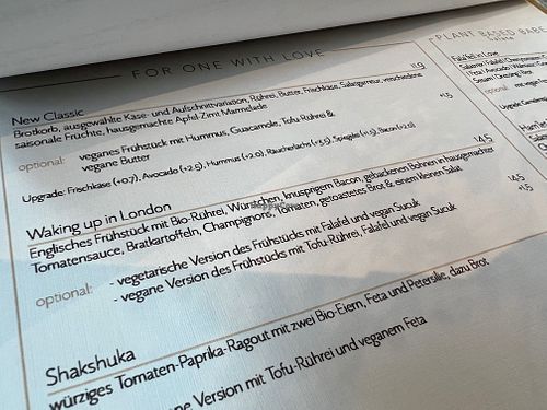 menu at Endless in Leipzig