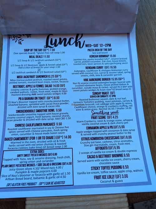 Menu Feb-2024 at VIBE Plant Based Cafe & Restaurant in Douglas