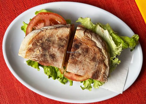 Bolo do coca with vegan burger. at Faísca in Santana