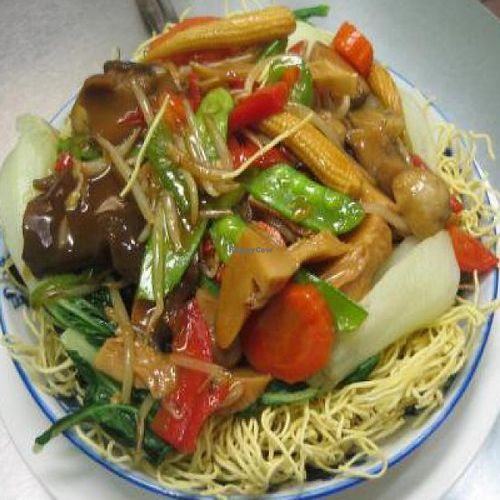 lohongai chow mein at Good Fortune Vegetarian House in Calgary