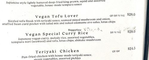 Two of the vegan items    at Yuki in the Hills in Aldgate