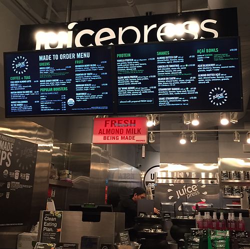 menu at Juice Press - Midtown in New York City