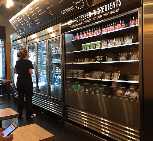 so many juices and snacks to choose from! at Juice Press - Midtown in New York City