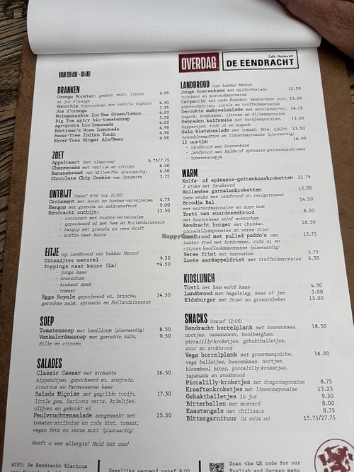 Menu 17-8-2025   at De Eendracht in Blaricum