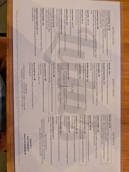 Menu as of December 2025. Items are marked vegan modifiable. at Lulu's in Allston