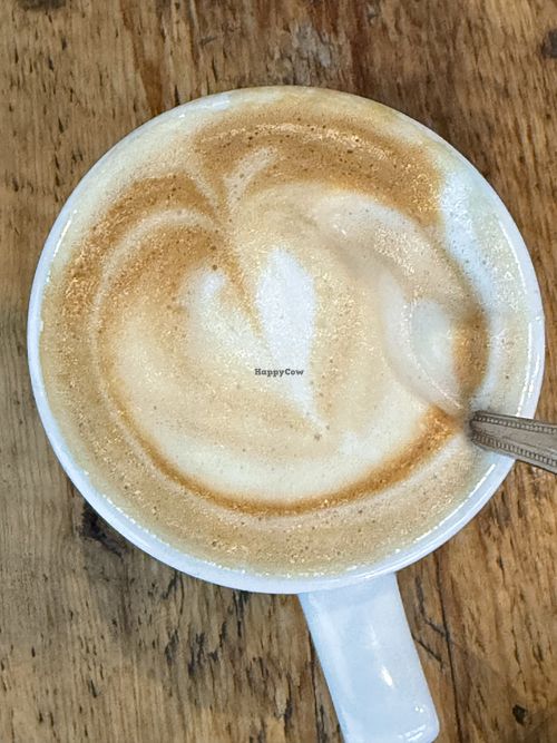 Pistachio latte made with soy milk  at Caffè Nero in Somerville